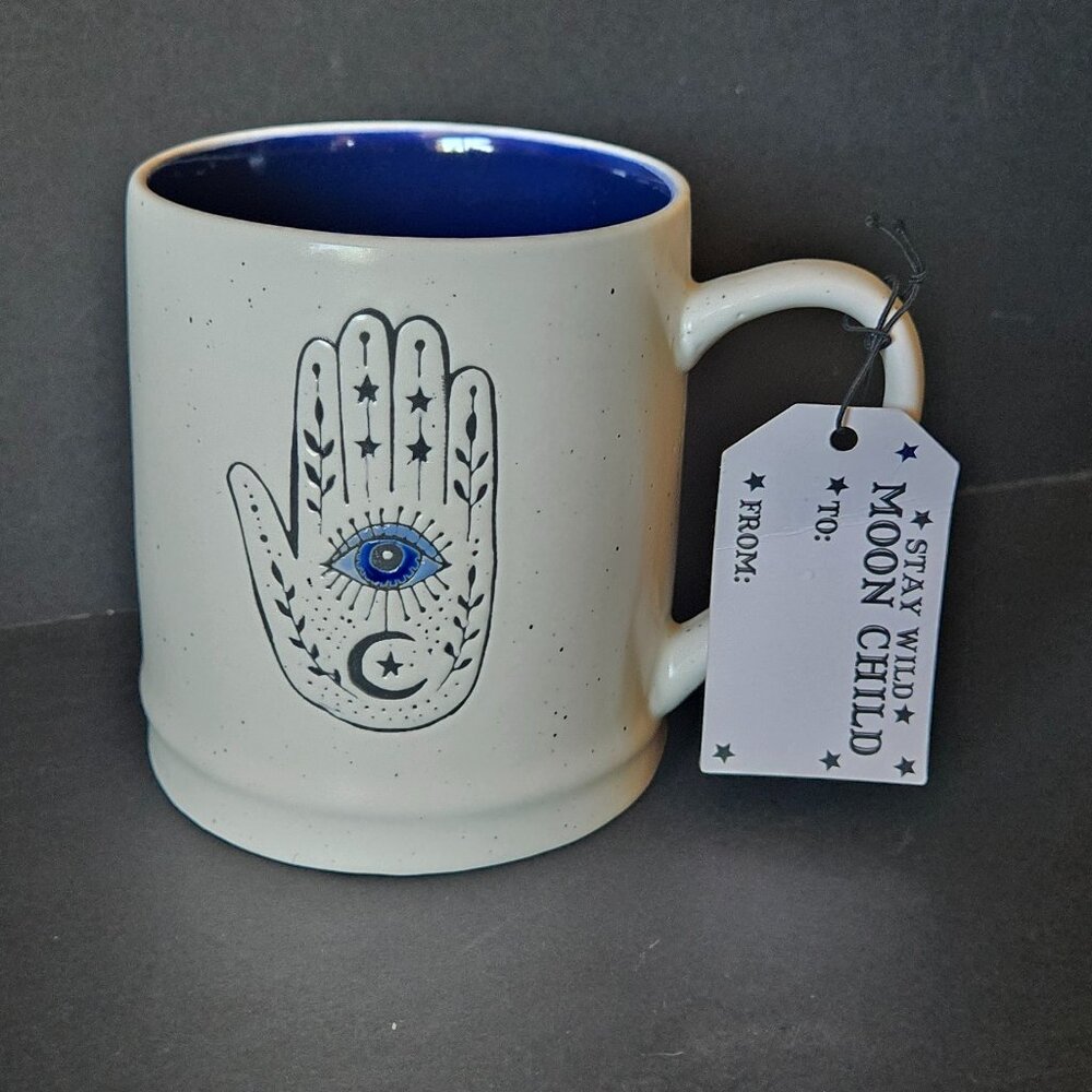NWT Stay Wild MOON CHILD Hamsa Hand Ceramic Coffee Tea Mug